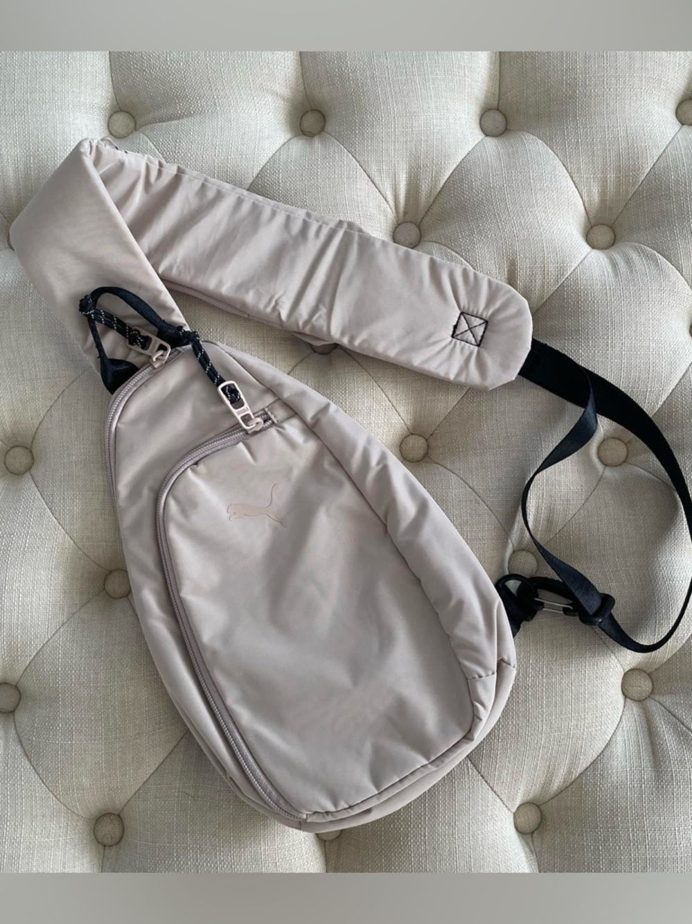 Puma Beige Sling Backpack with Black Strap